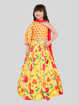 Girls Traditional Sleeves Less Long Choli - Yellow
