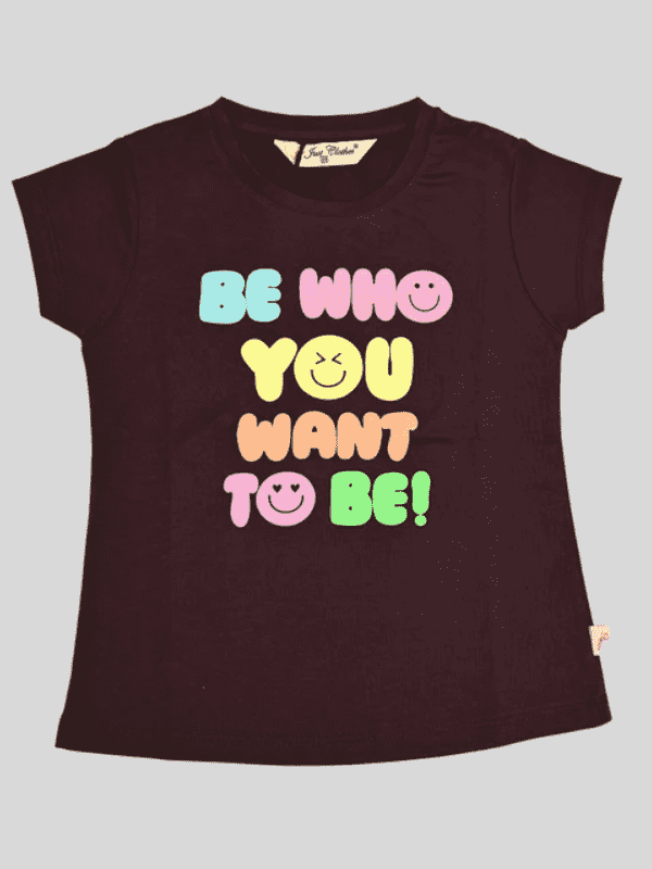 Girls Leisure Half Sleeves Plain Round Neck Top - Purple