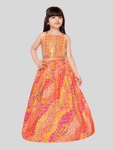 Girls Traditional Sleeves Less Long Choli - Yellow
