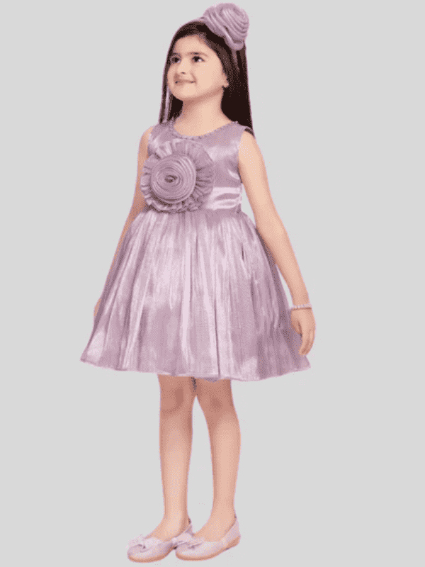 Girls Party Regular Party Frock with work - Purple
