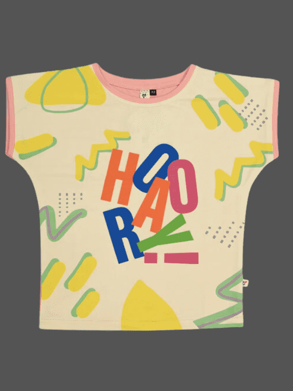 Girls Casual Half Sleeves Printed Crop Top - Pink