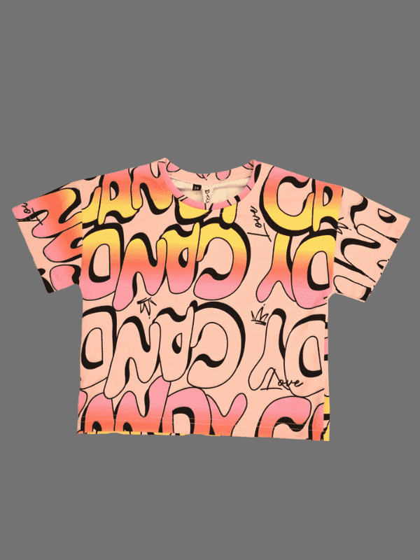 Girls Casual Half Sleeves Printed Crop Top - Pink