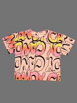 Girls Casual Half Sleeves Printed Crop Top - Pink