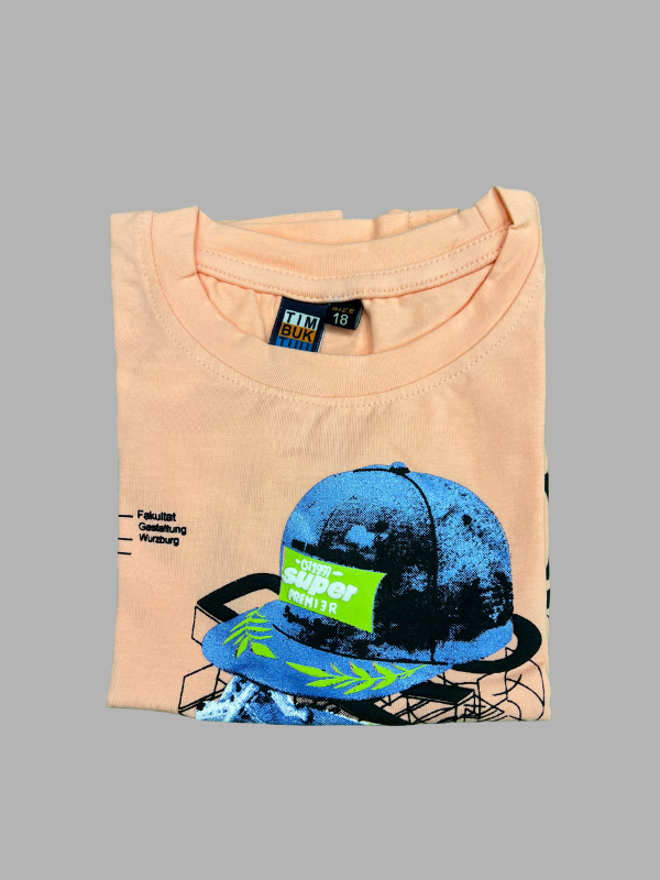 Kids Beige Graphic T-Shirt – Sneaker & Cap Design