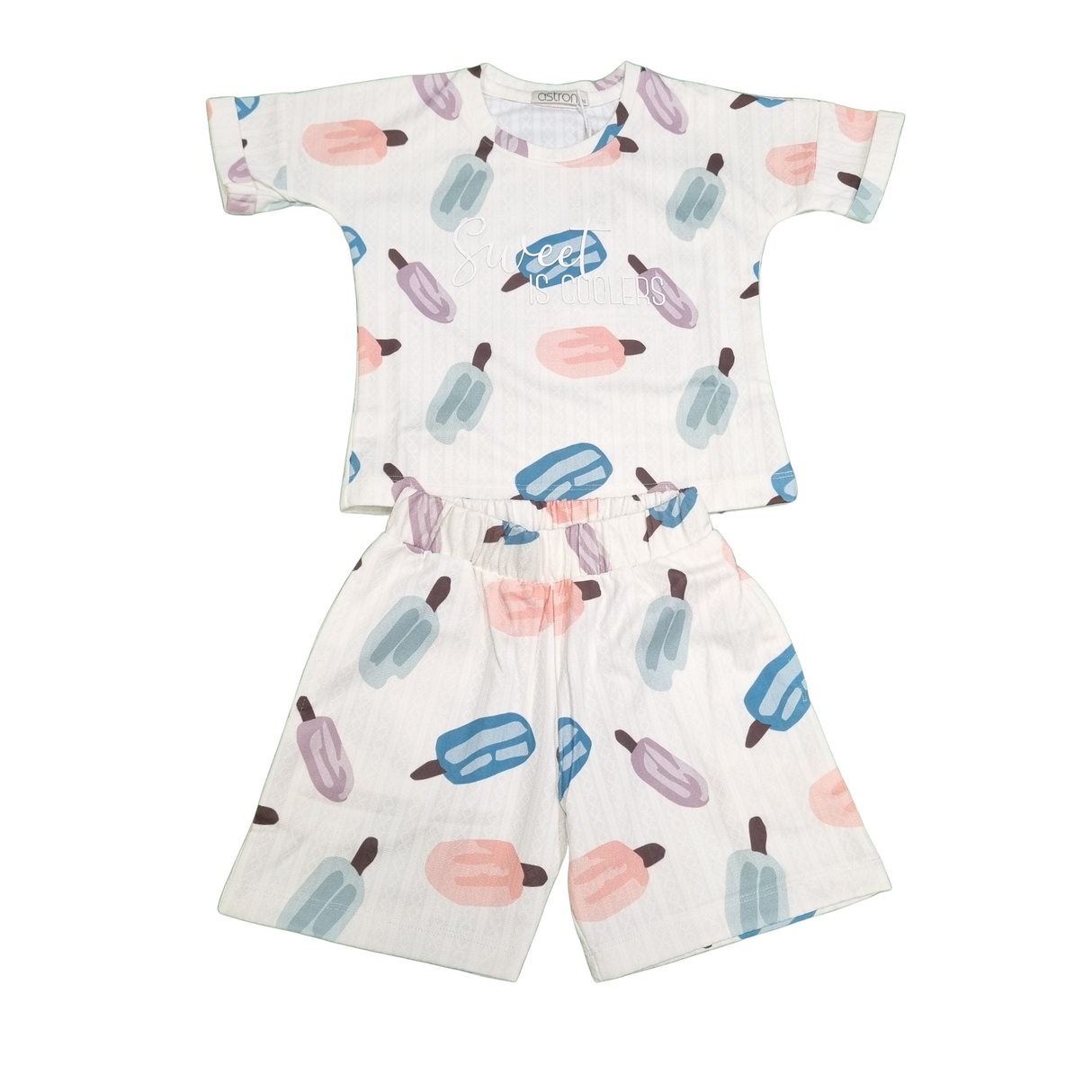 Girls' Ice Cream Print Summer Co-Ordinate Set – "Sweet is Coolest" T-Shirt & Shorts