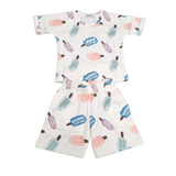 Girls' Ice Cream Print Summer Co-Ordinate Set – "Sweet is Coolest" T-Shirt & Shorts