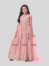 Girls Traditional Half Sleeves Long Choli - Pink