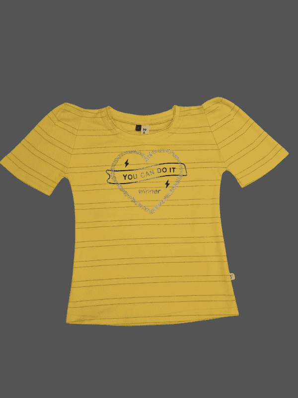 Girls Casual Half Sleeves Stripes Fashion Top - Yellow