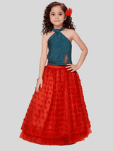 Girls Traditional Sleeves Less Long Choli - Blue