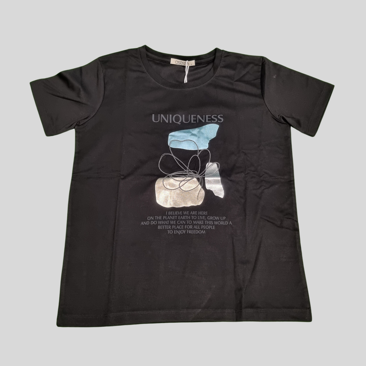 Girl's Graphic T-Shirt – “UNIQUENESS” Artistic Inspirational Print