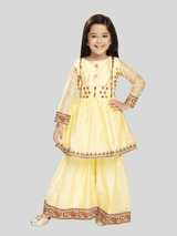 Girls Traditional Full Sleeves Sharara Set - Yellow