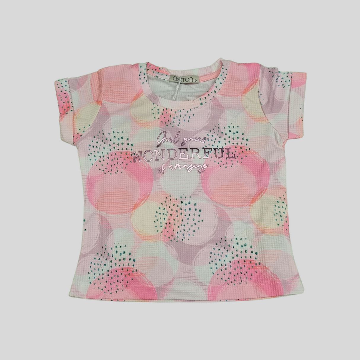 Girls' Pastel Polka Dot Summer T-Shirt & Shorts Set – "Wonderful Things" Print