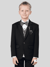 Boys Party 3 Piece Suit With Bow-Black