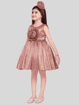 Girls Party Heavy Party Frock with work - Peach