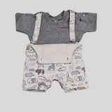 Baby Boy Animal Print Romper with Grey T-Shirt – 2-Piece Outfit