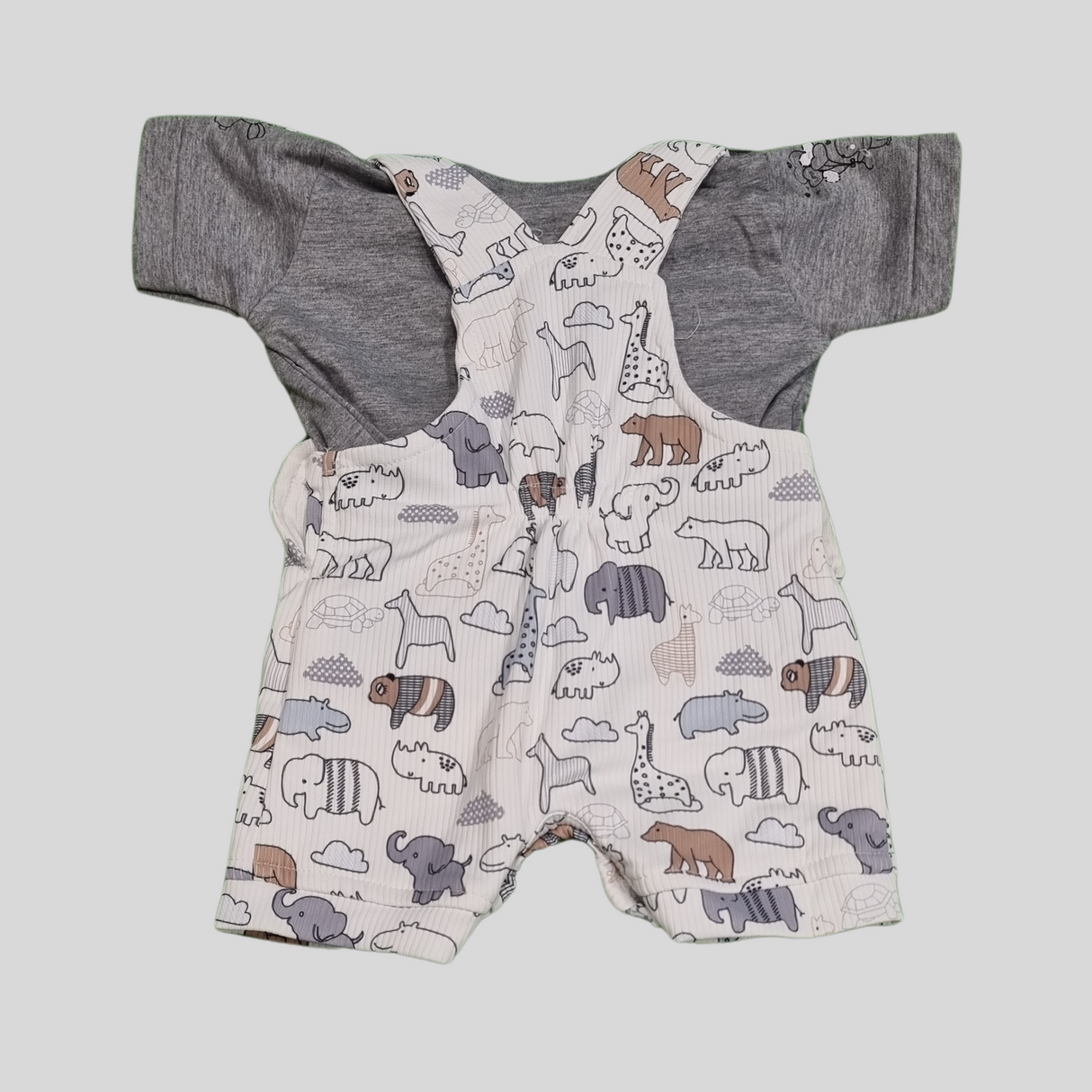 Baby Boy Animal Print Romper with Grey T-Shirt – 2-Piece Outfit