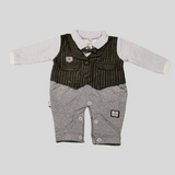 Baby Boy Formal Romper with Vest & Bow Tie – 3-Piece Look in One