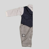 Baby Boy Formal Romper with Vest & Bow Tie – 3-Piece Look in One