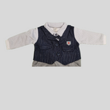 Baby Boy Formal Romper with Vest & Bow Tie – 3-Piece Look in One