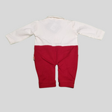 Elegant Baby Boy Party Romper – Formal Tuxedo Style with Vest & Bow Tie (Maroon)