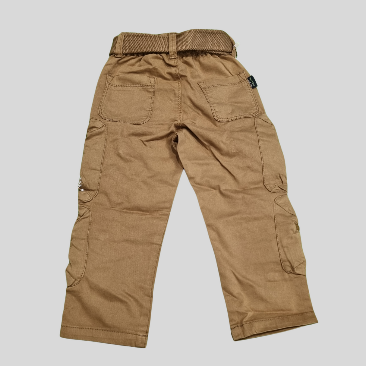 Boys' Utility Cargo Pants with Belt – Khaki "Brooklyn NYC 1992"