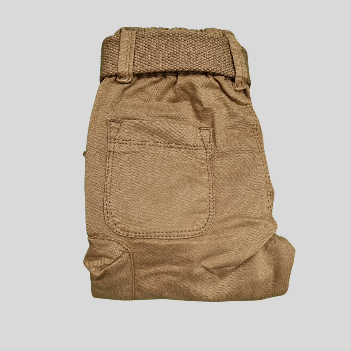 Boys' Utility Cargo Pants with Belt – Khaki "Brooklyn NYC 1992"
