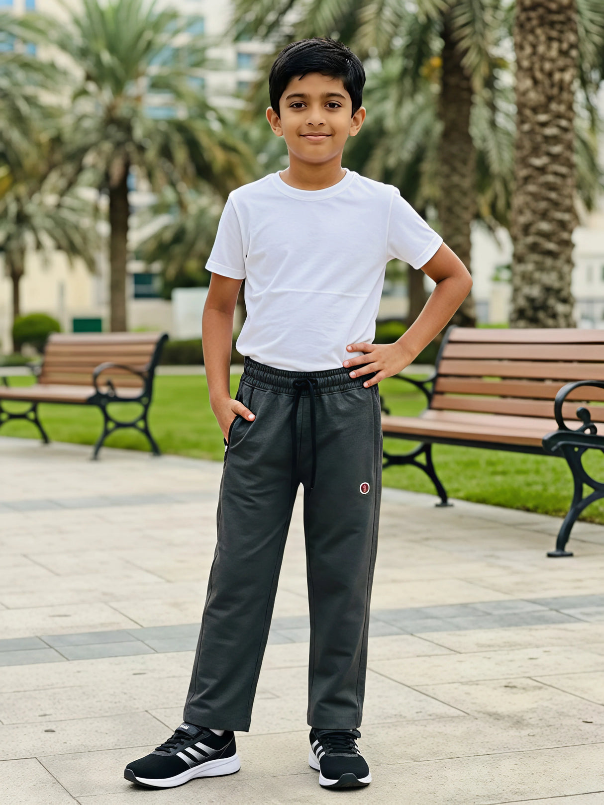 Boys Dark Grey Casual Jogger Pants