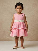 Peach Layered Cotton Frock for Girls