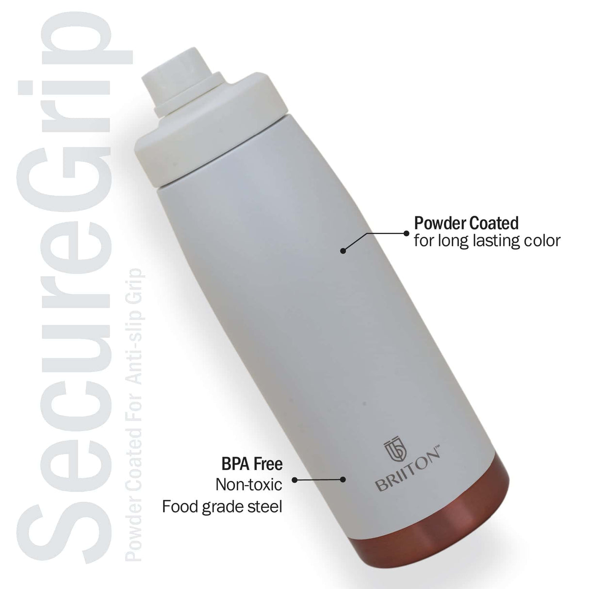 Briiton Water Bottle Cosmos Steel 1000 Ml White For Unisex