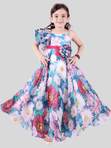 Girls Traditional Satin Western Gown - Green