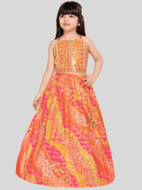 Girls Traditional Sleeves Less Long Choli - Yellow