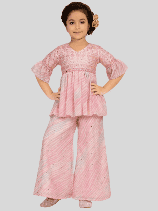 Girls Traditional 3/4th Sleeves Chuddidar Sets - Pink