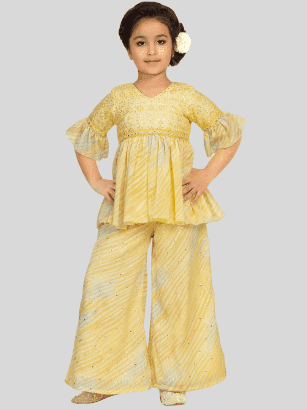Girls Traditional 3/4th Sleeves Chuddidar Sets - Yellow