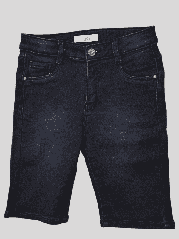 Girls Casual Plain Jeans Shorts Fixed Waist - Navy Blue