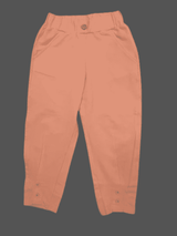 Girls Leisure Plain Rib Waist Track Pant With Rib  - Pink