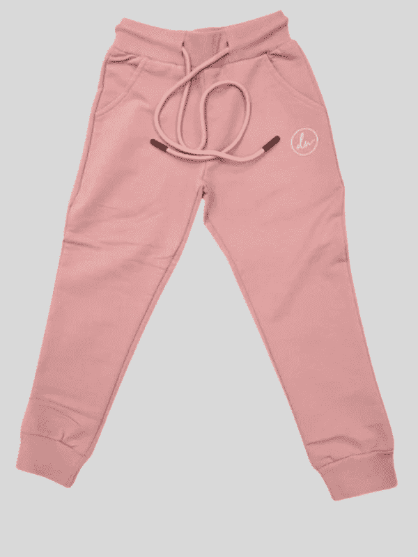 Girls Leisure Plain Rib Waist Track Pant With Rib - Purple