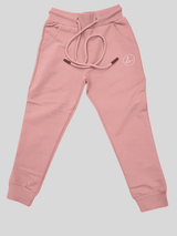 Girls Leisure Plain Rib Waist Track Pant With Rib - Purple