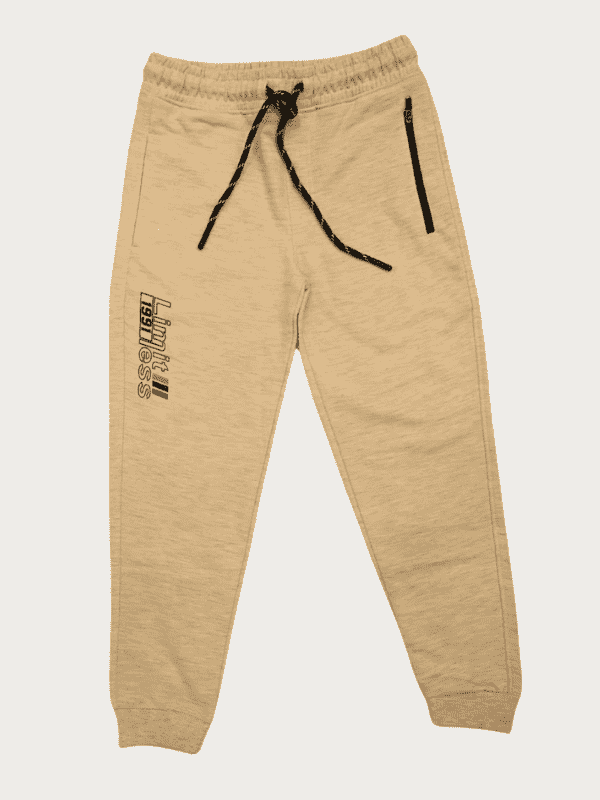 Boys Leisure Plain Rib Waist Track Pant With Rib - Grey