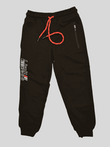 Boys Leisure Plain Rib Waist Track Pant With Rib - Black