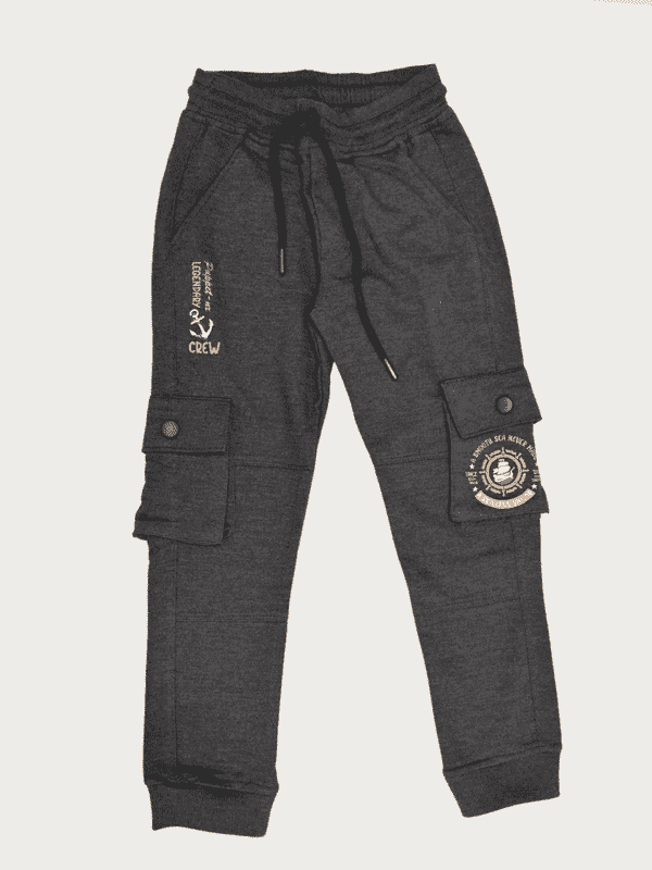 Boys Leisure Plain Elastic Waist Track Pant With Rib - Blue