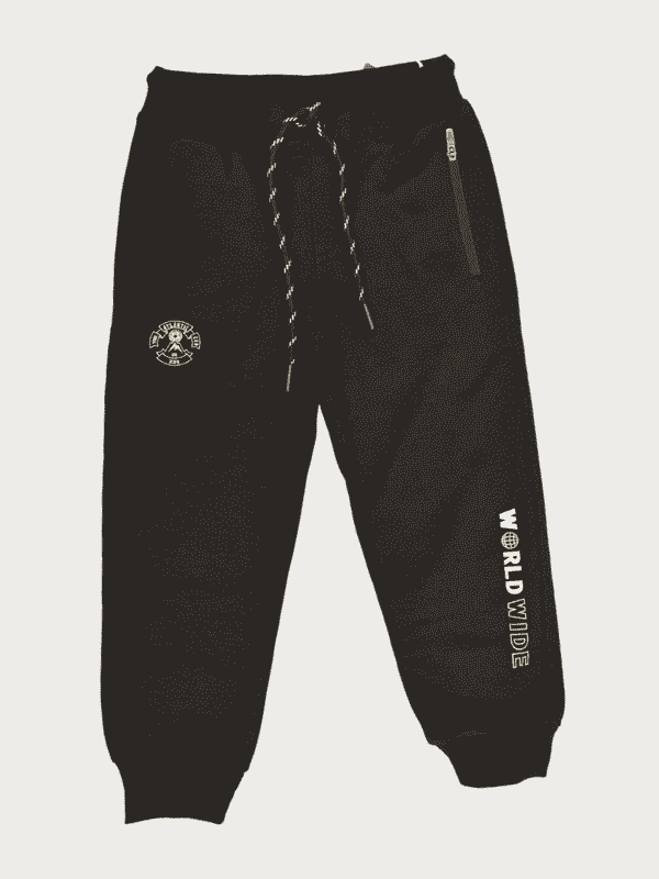 Boys Leisure Plain Elastic Waist Track Pant With Rib - Navy Blue