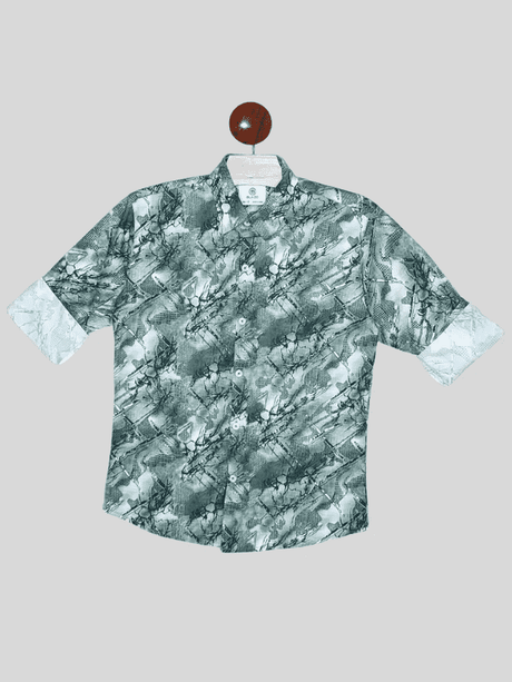 Boys Casual Full Sleeves Printed Regular Shirts - Green