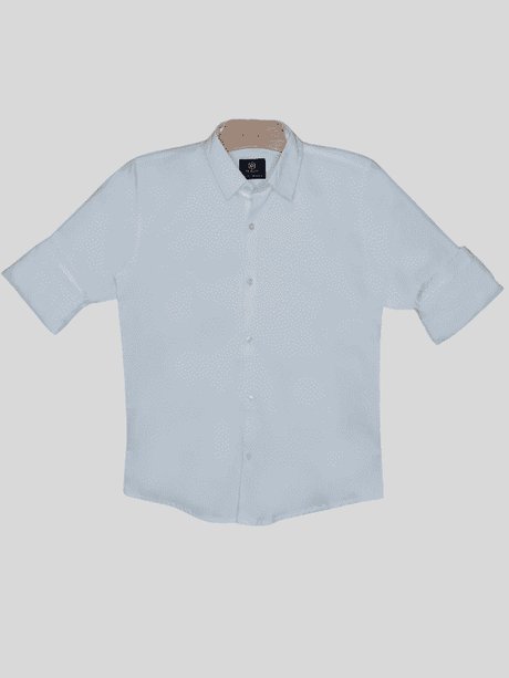 Boys Casual Full Sleeves Plain Regular Shirts - White