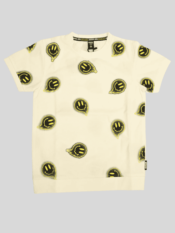 Boys Casual Half Sleeves Printed Round Neck T-Shirt - White