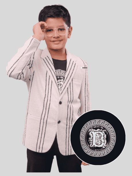 Boys Party Blazer With T-Shirt -Cream