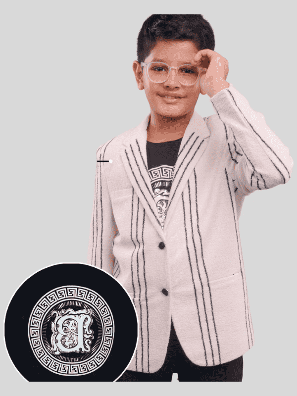 Boys Party Blazer With T-Shirt -Cream