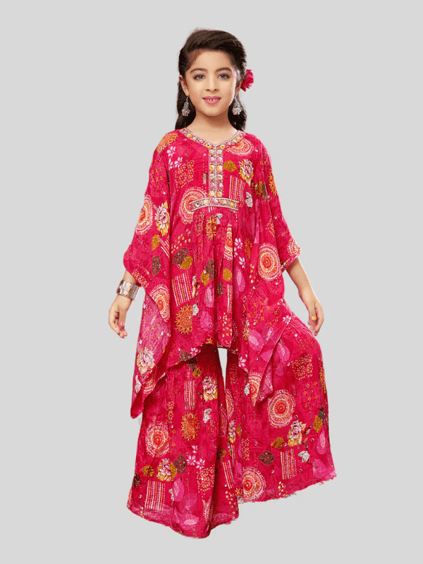 Girls Traditional 3/4th Sleeves Ghagara Set - Rani