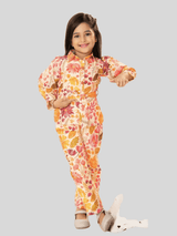 Girls Traditional 3/4th Sleeves Pant Set - Orange