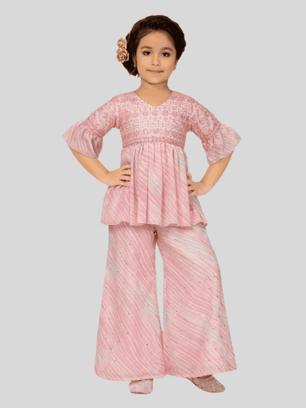 Girls Traditional 3/4th Sleeves Chuddidar Sets - Pink