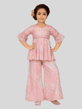 Girls Traditional 3/4th Sleeves Chuddidar Sets - Pink